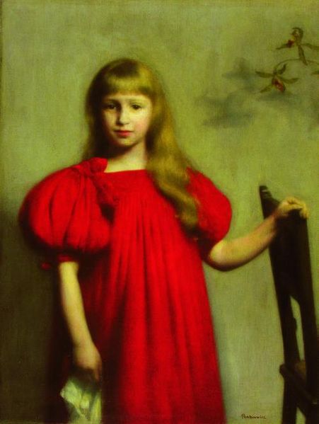 Portrait of a girl in a red dress